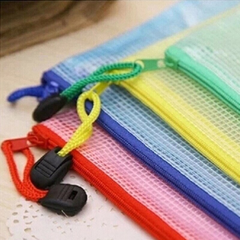 10 pcs/lot Gridding Waterproof Zip Bag Document Pen Filing Products Pocket Folder Office & School Supplies