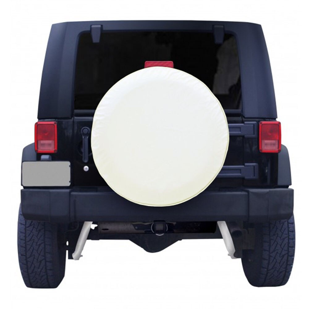 Universal Wheel Tire Cover White for 15" Spare Wheel Tire Heavy Duty Vinyl