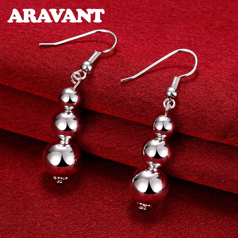 nouveauté 925 boucles d'oreilles en argent pour les femmes 10MM lisse solide perle balancent boucle d'oreille bijoux de