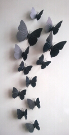 Decals12pcs 3D mariposa pared 6big + 6 pequeño PVC 3D adhesivo para pared de mariposa para decoración del hogar: HM0123501