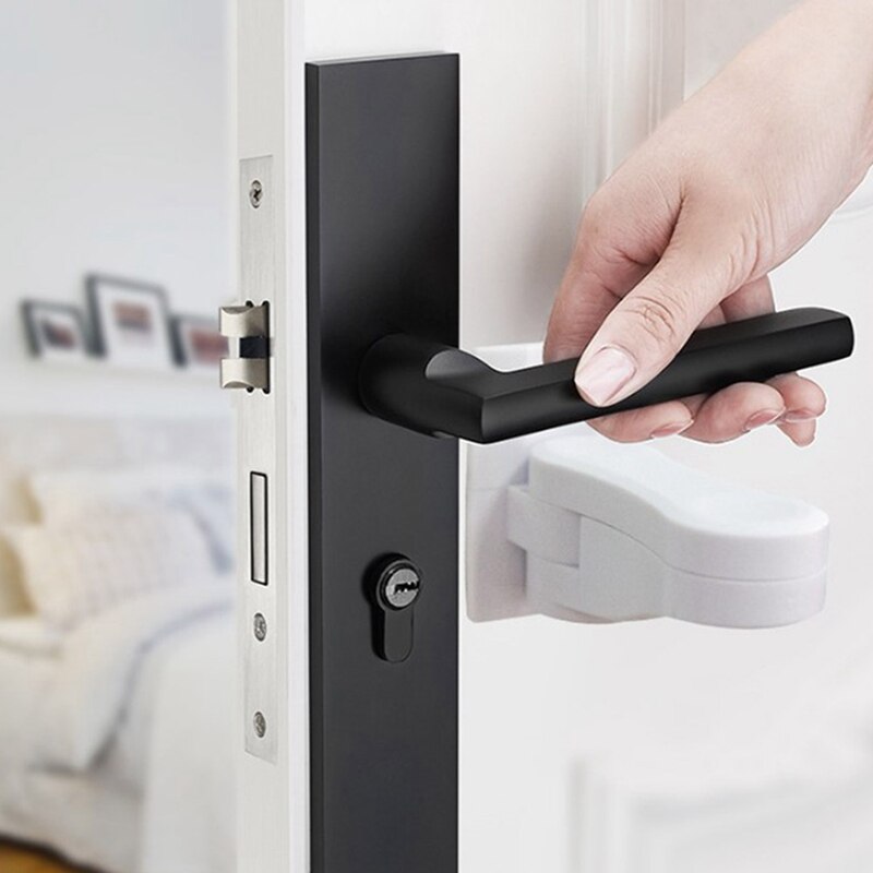 1pc Baby Safety Lock Door Lever Lock Safety Child Proof Doors Adhesive Lever Handle Compatible With Standard