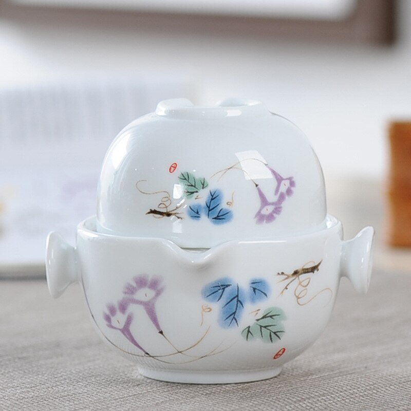 Ceramics Tea set Include 1 Pot 1 Cup, and easy gaiwan,Beautiful and easy teapot kettle,kung fu teaset