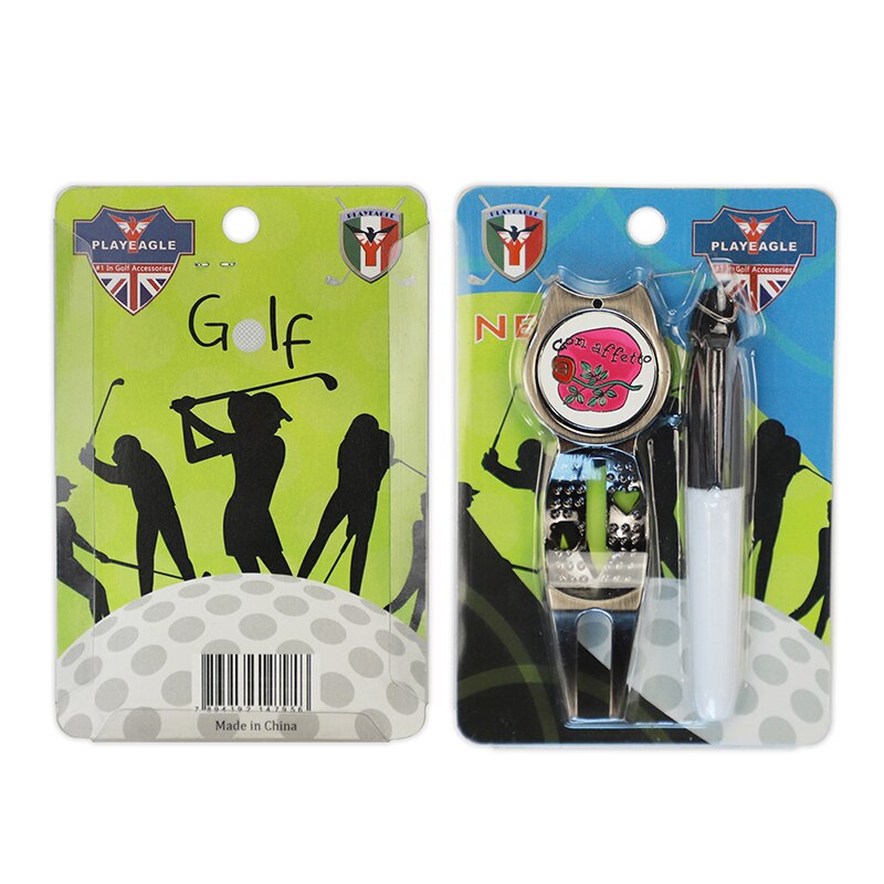 Golf divot værktøj golf grøn gaffel med liner pen playeagle små golf tilbehør: Rose