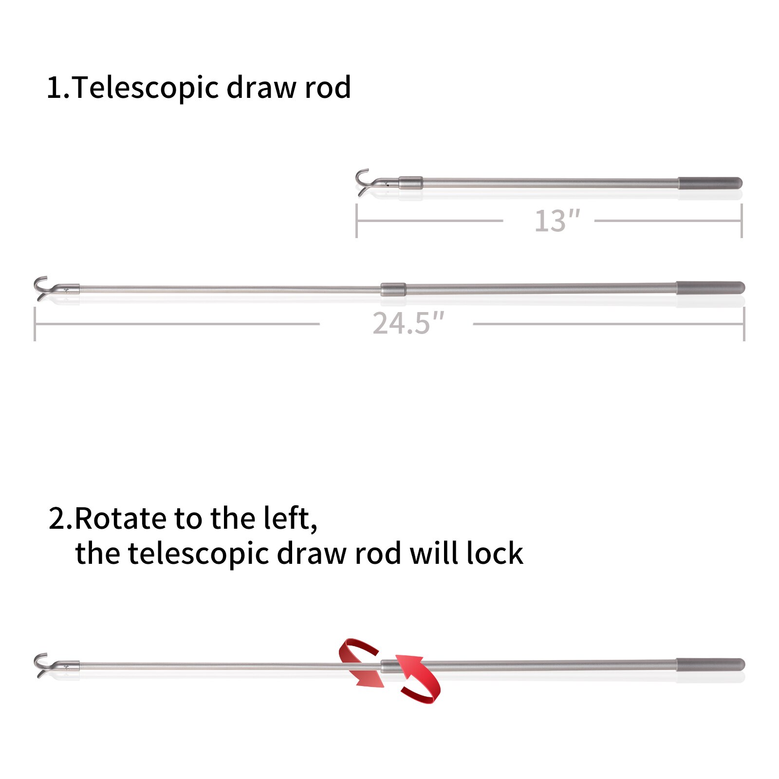 Draw Rod For Cordless Zebra Blinds Premium Easy To Pull The Shades Down and Up Telescopic 13in To 24in
