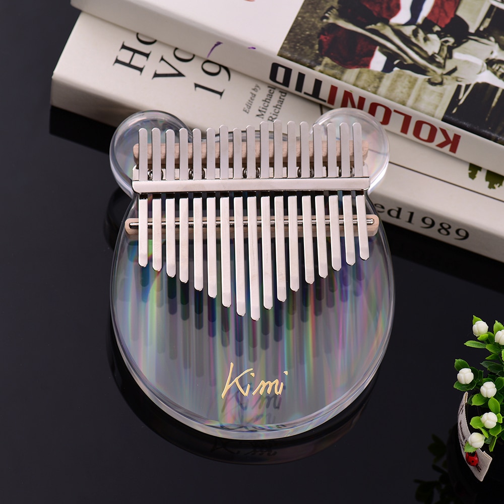 17-chave kalimba polegar piano material transparente com saco de transporte nota musical adesivos tuning martelo pano de limpeza presente musical