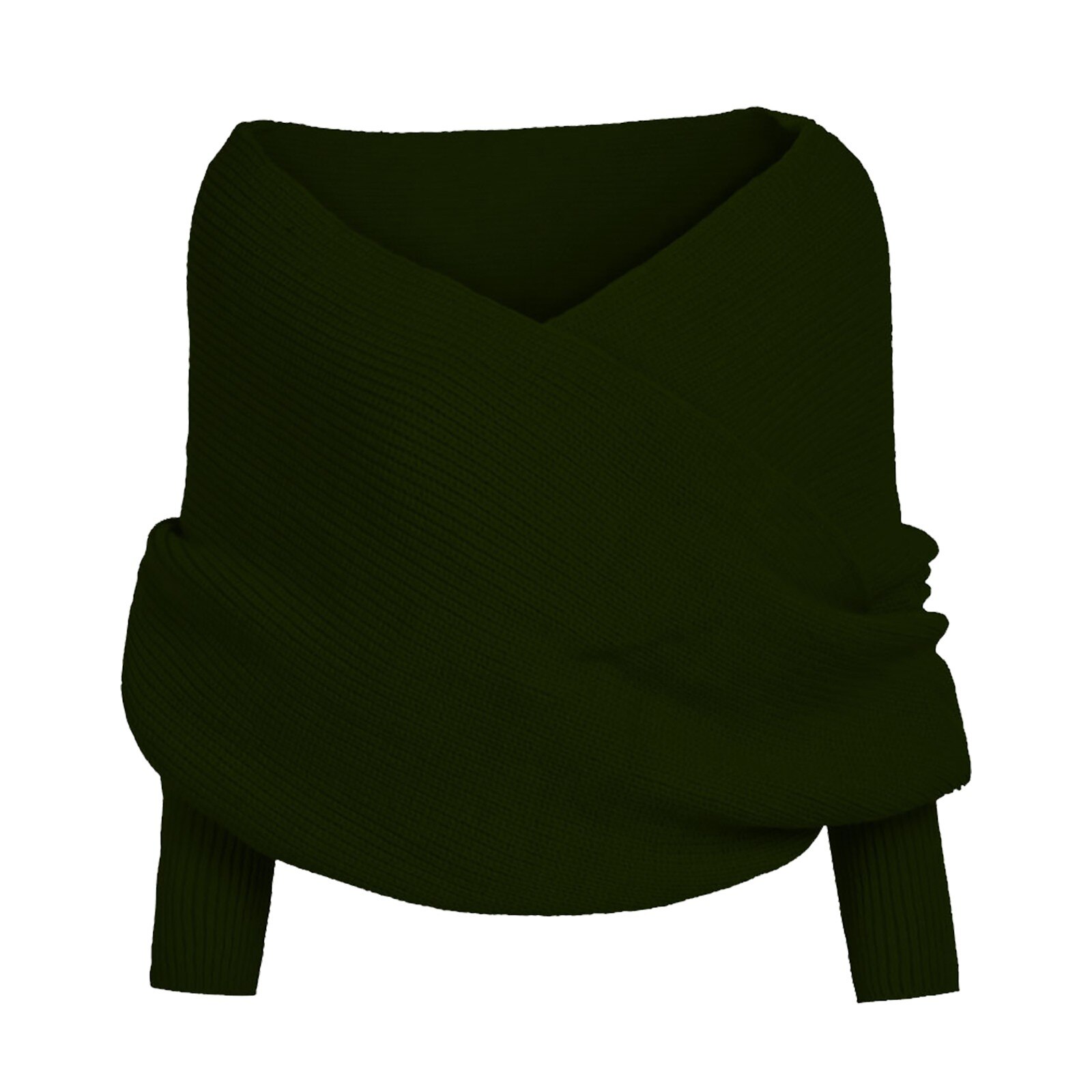Poncho à manches chauve-souris pour femme, col bateau, écharpe, tricot doux, châle d'hiver, 40 #: AG