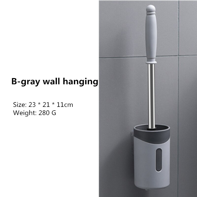 Siliconen Wc Borstel Voor Wc Accessoires Lensbare Toiletborstel Muur Gemonteerde Cleaning Tools Home Badkamer Accessoires Sets: B-gray wall hanging
