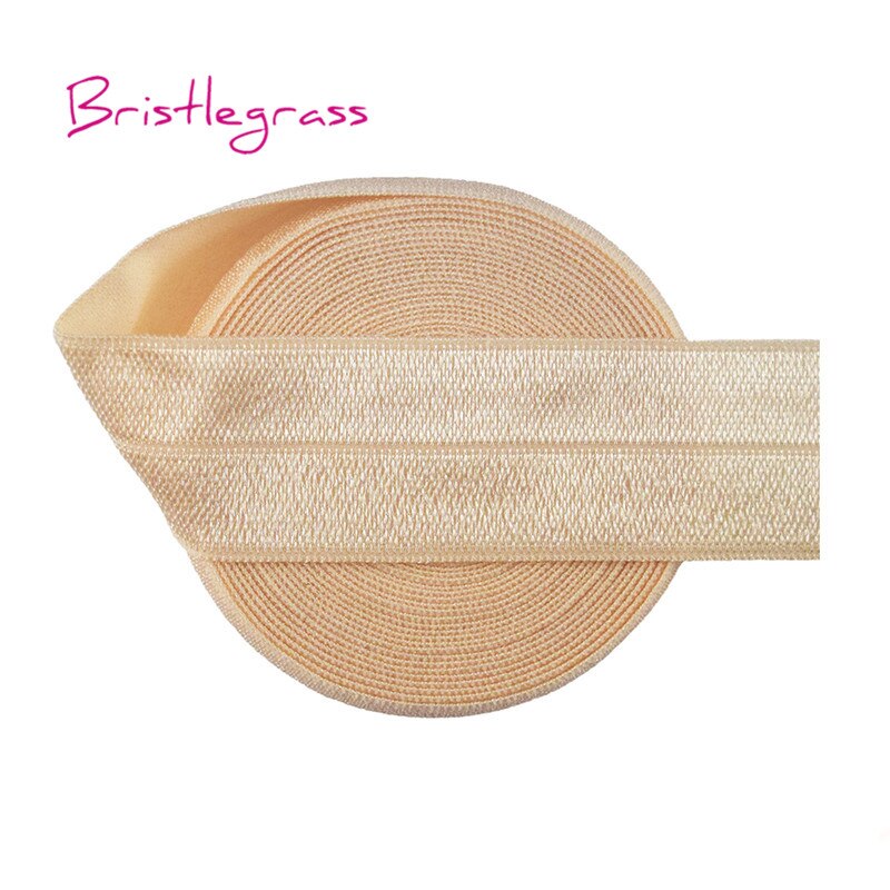 50 yardas 1 "25mm sólido brillante FOE doblar sobre Spandex elástico satinado bandas de la cinta del pelo, vestido de la corbata DIY costura: Nude