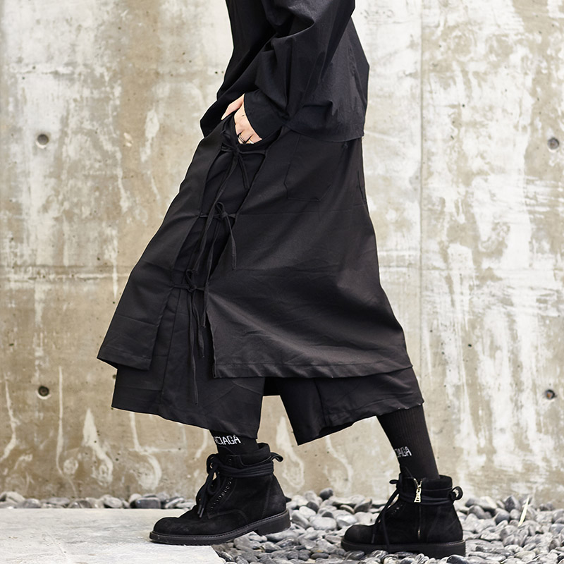 Pantalones estilo japonés para hombre, falda de Kimono, pantalón harén informal, para hombre, pantalón de pierna ancha, trajes de Hip Hop Punk