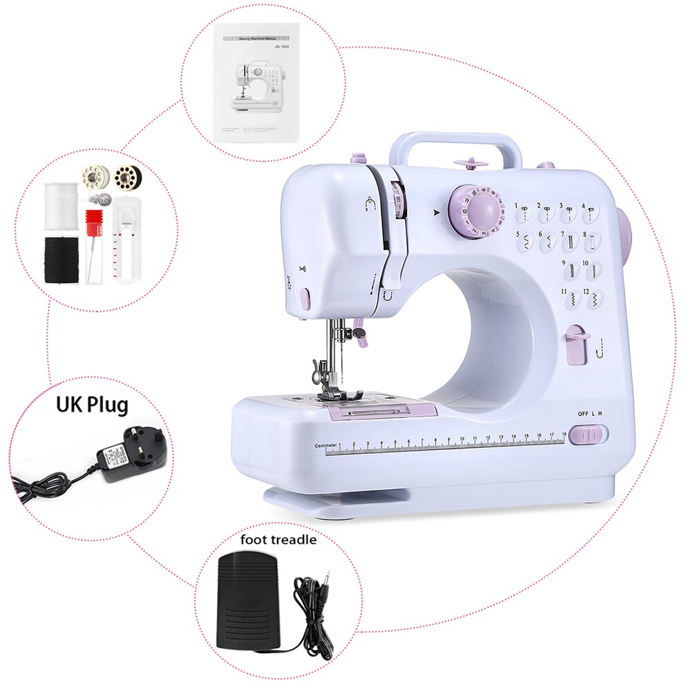 Meerdere Elektrische Naaimachine Desktop Overlock Diy Kleding Dikke Naaien 12 Steken Verstelbare Snelheid 505A Usb Hicello: UK PLUG