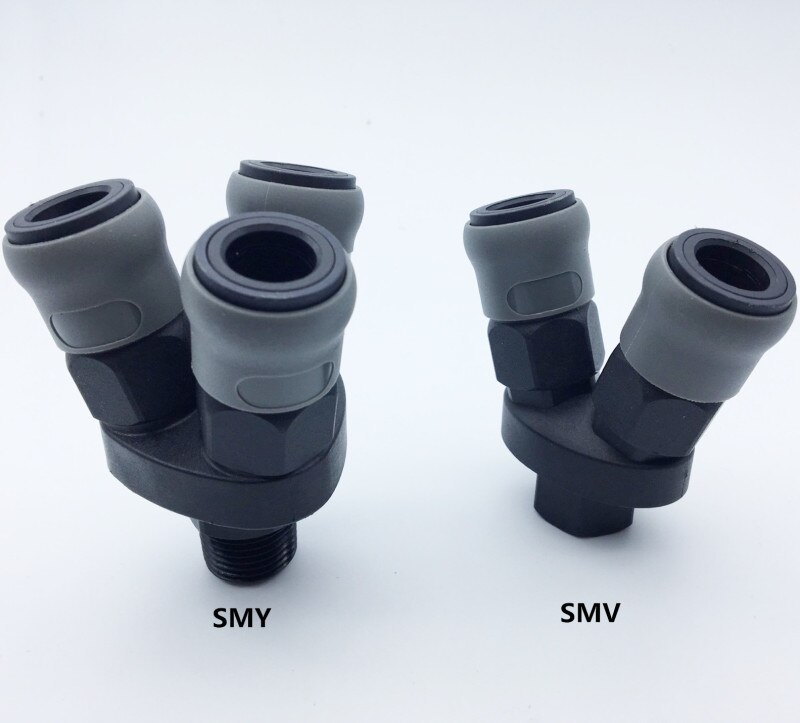 Hose Quick Coupling Adapter Connector SMY SMV plastic steel quick joint 1/4" 3Way / 2Way Air