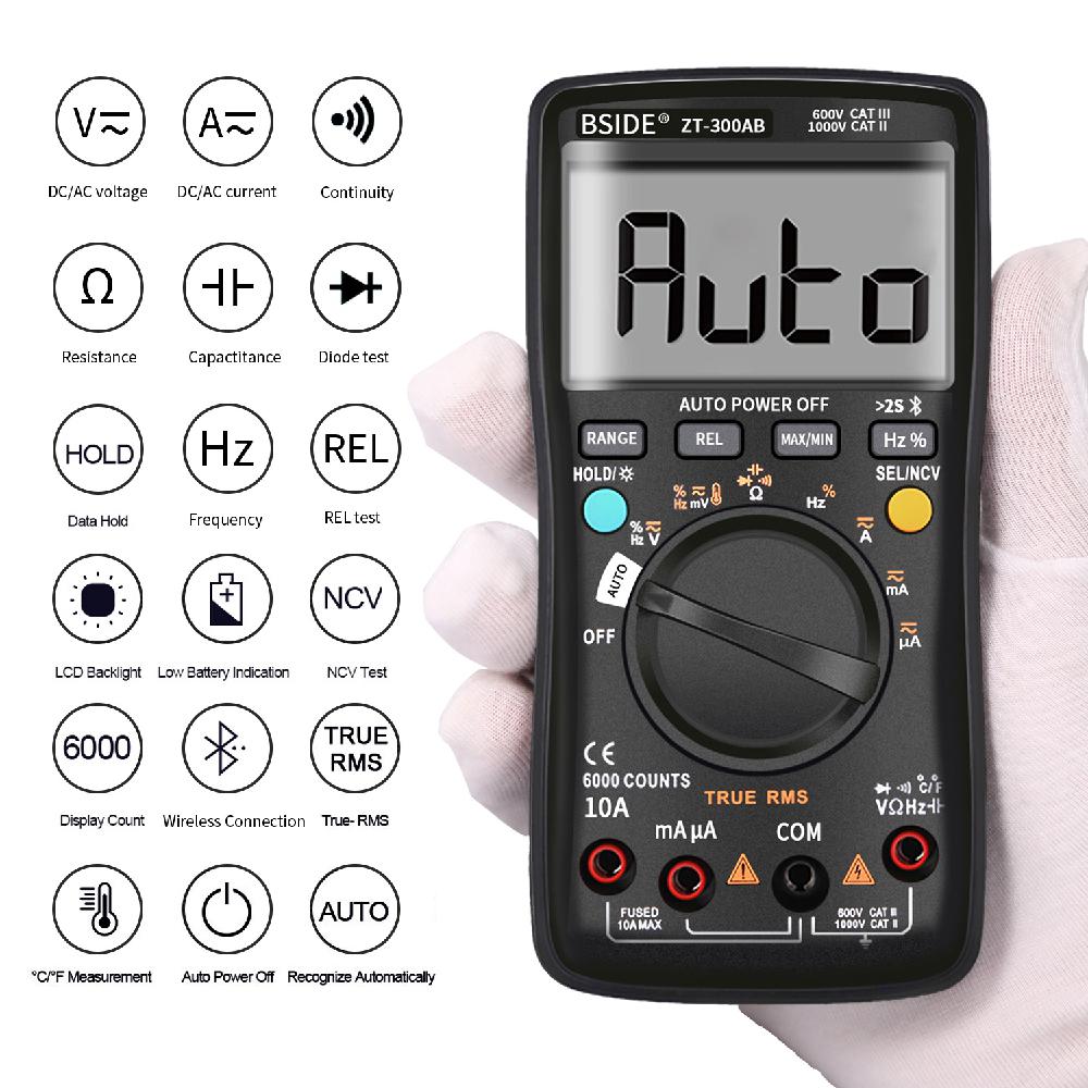 Bside Digitale Multimeter Draadloze Ampèremeter True Rms Auto Belde Intelligente Analoge Voltmeter Condensator Tester Diy Tool