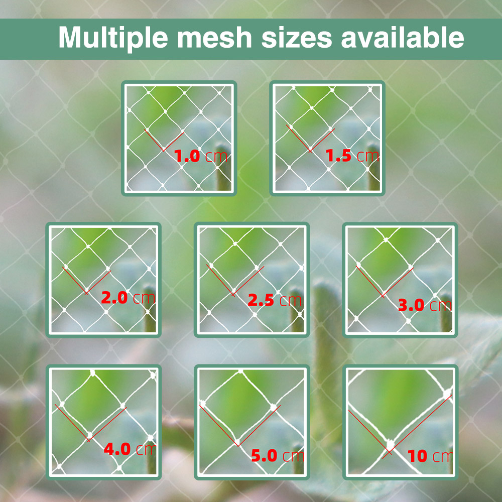 3 x 1–20 m Anti-Vogel-Netz, Garten- und draussen-Schädlingsbarriere, geknotetes quadratisches Netz, Schutznetz, extra starkes Nylonnetz für Geflügelzucht
