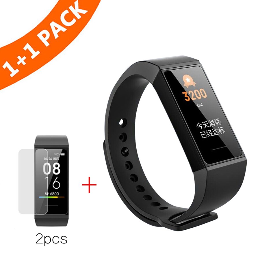 Pulsera para Xiaomi Redmi Band, correa de silicona para pulsera inteligente Redmi Band con Protector de pantalla: Black