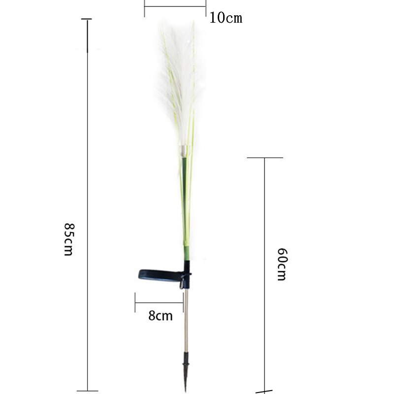 Luces solares de paisaje para jardín, lámpara de césped con luz Solar, simulación de flor de bulrush, lámpara de fibra óptica, iluminación de camino impermeable para exteriores