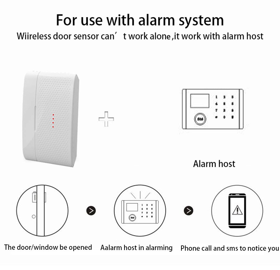Sgooway hälytys langaton magneettikosketin oven tunnistin ikkuna magneettikosketin oven ilmaisin 433 mhz hälytysjärjestelmään