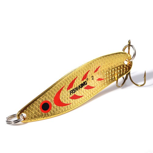 FISHKING-Señuelos de Pesca, cuchara Wobble de Metal, anzuelo de trucha, cuchara giratoria de 18g 27g señuelos spinning de pesca mar jigs de pesca de mar señuelos spinning mar cebos duros cucharillas de pescas Pinzas me: 120 mm / Rojo