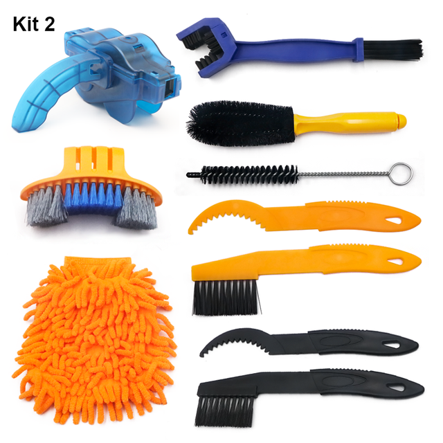 Bicycle Cleaning Kit Mountain Bike Chain Cleaner Scrubber Tire Brushes Washing Glove Cycling Maintenance Tool Accessories: Kit 2