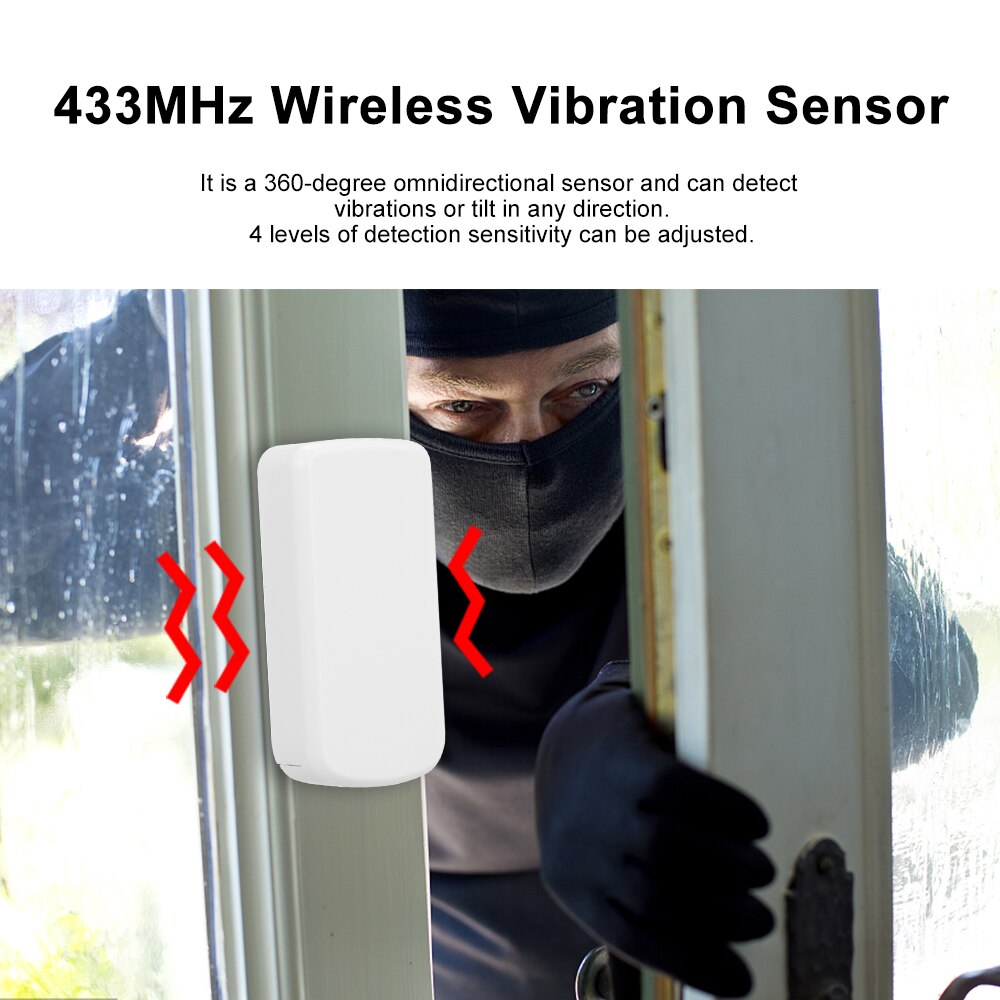 Wireless Vibration Sensor Door Windows Intelligent Vibration Detector PIR Motion Sensor for Home Security Alarm Safety System