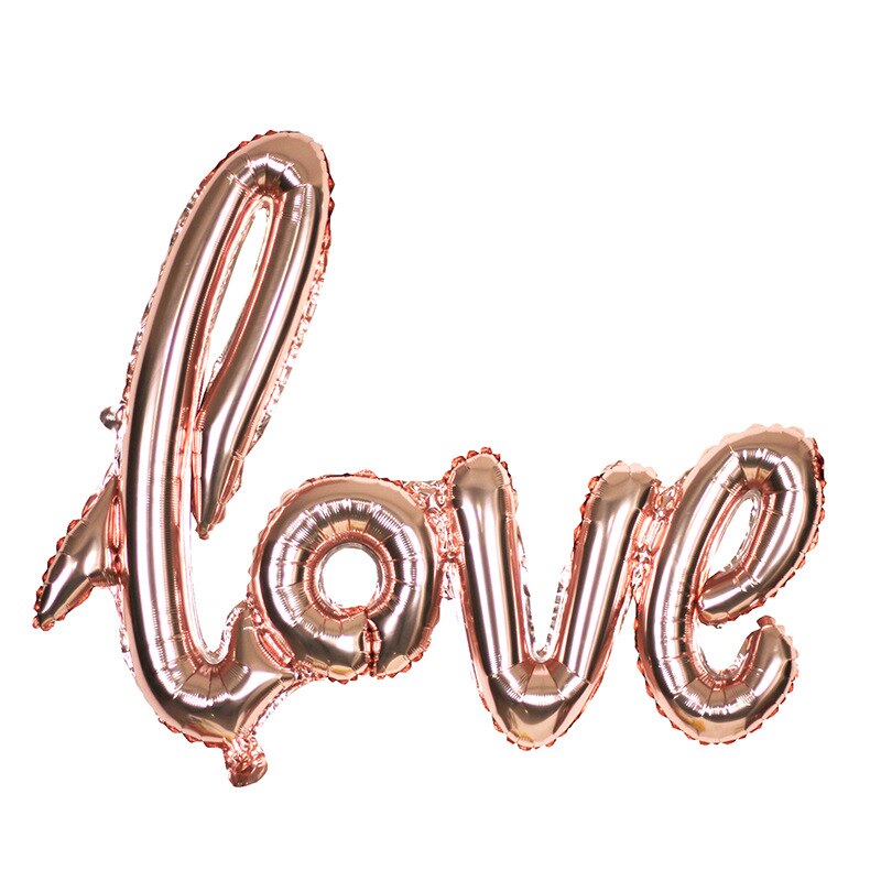 Kærlighedsballon rosa guld pink bogstav 42 tommer banner skrive script håndskrift folie dekorationer valentines bryllup ballon: Rose guld