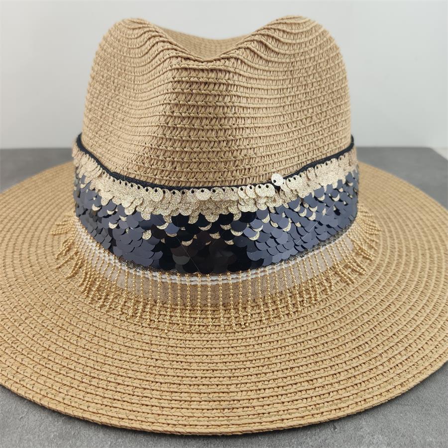 Boho stil solhat bred skygge floppy sommerhatte til kvinder strand panama stråkuppel blomsterhat femme skyggehat