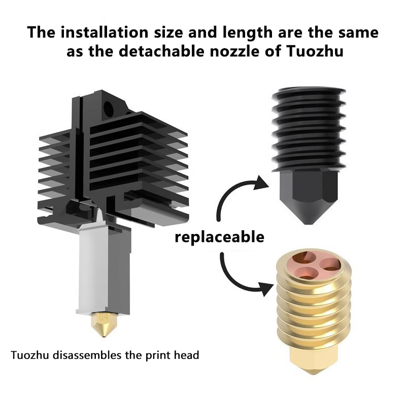 For Bambu Lab X1/P1P Nozzle 0.6 0.8 1.0mm Hardened Steel CHT Cloning Brass Nozzle Upgraded Hotend Steel For Bambu Lab 3D Printer