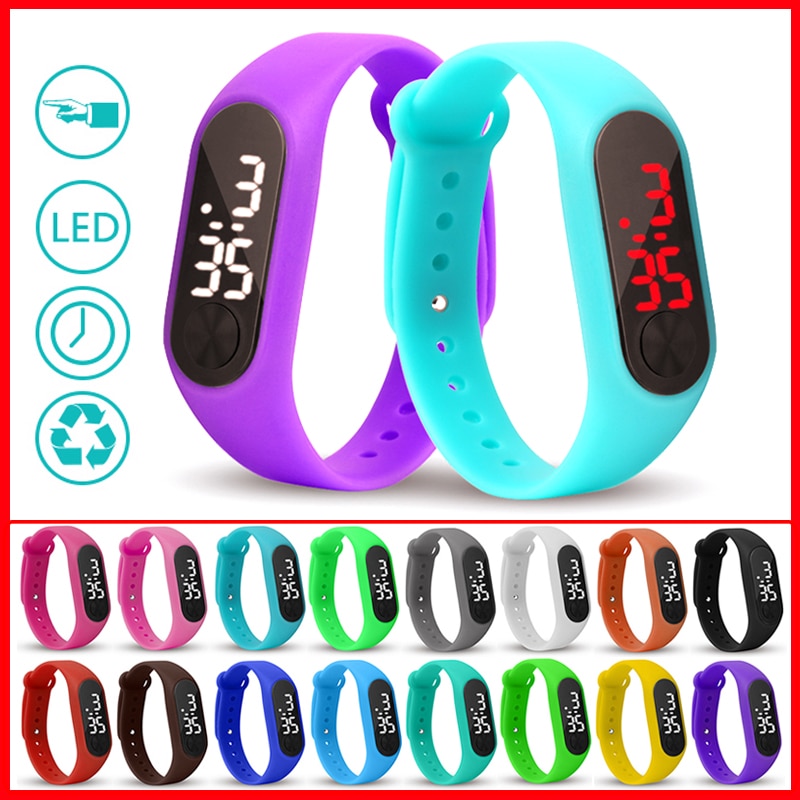 Reloj Led deportivo para niños, Reloj Digital para hombres y mujeres, pulsera de poliuretano para niños, Reloj electrónico para niños y niñas Reloj Digital Reloj Nino