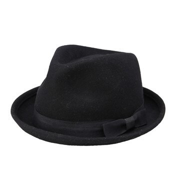 Men Women Wool VTG Black Style Felt Trilby Hat BNWT Gangster Fedora hat 25: Default Title