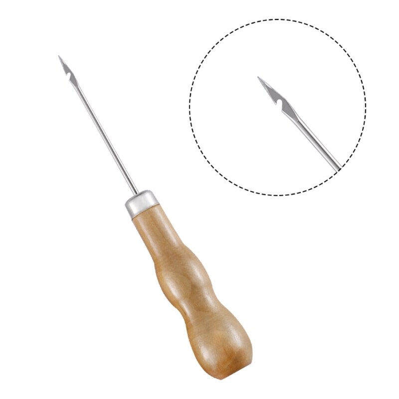 Schuhreparaturahle mit holzgriff, lederschuhnähwerkzeug, schusterwerkzeug, diy-bastelreparatur, handnähhaken, gerader und gebogener haken