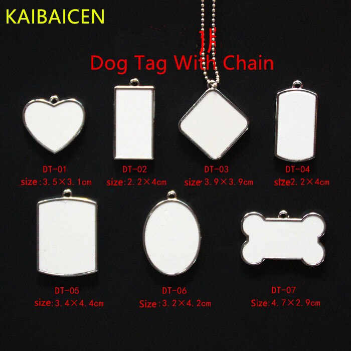 10 st sublimering blank metall hundmärke hängande halsband värmepress transfertryck dubbelsidig utskriftsbar med kedja: Blanda informera form