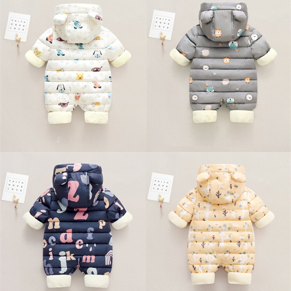 2021 macacão de bebê para baixo parkas outono inverno snowsuit além de veludo grosso quente infantil menino menina macacão 0-18m recém-nascido da criança casaco