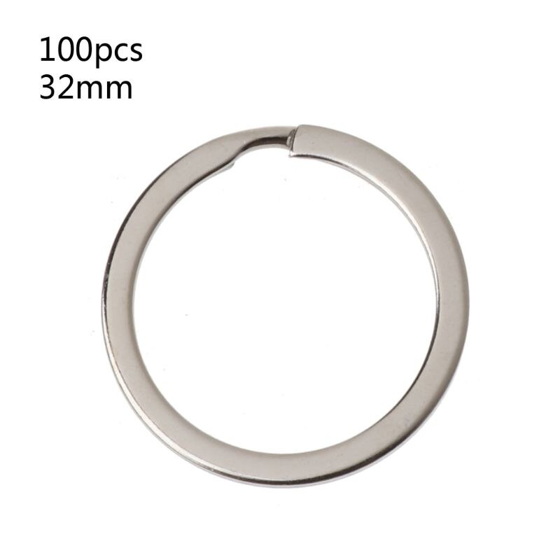 100 st metall rund platt nyckelring runda delade nyckelringar kedja 25mm 28mm 30mm 35mm: 32mm