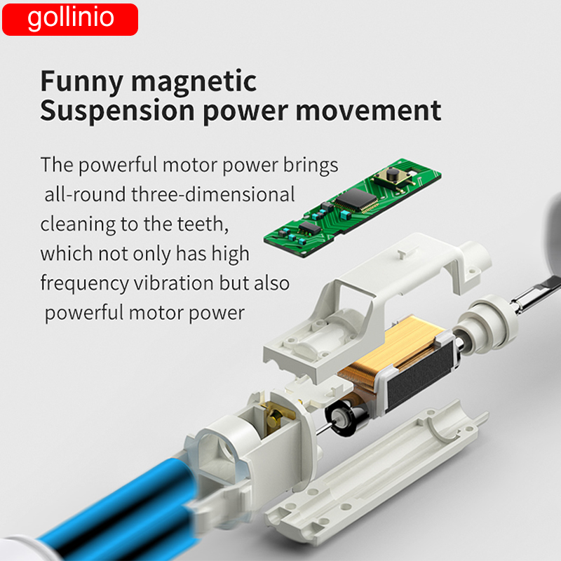 Gollinio szczoteczka elektryczna usb szybki ładowanie GL03A szczoteczka do zębów szczoteczka do zębów z akumulatorem głowica wymienna wodoodporna xp7 dla dorosłych