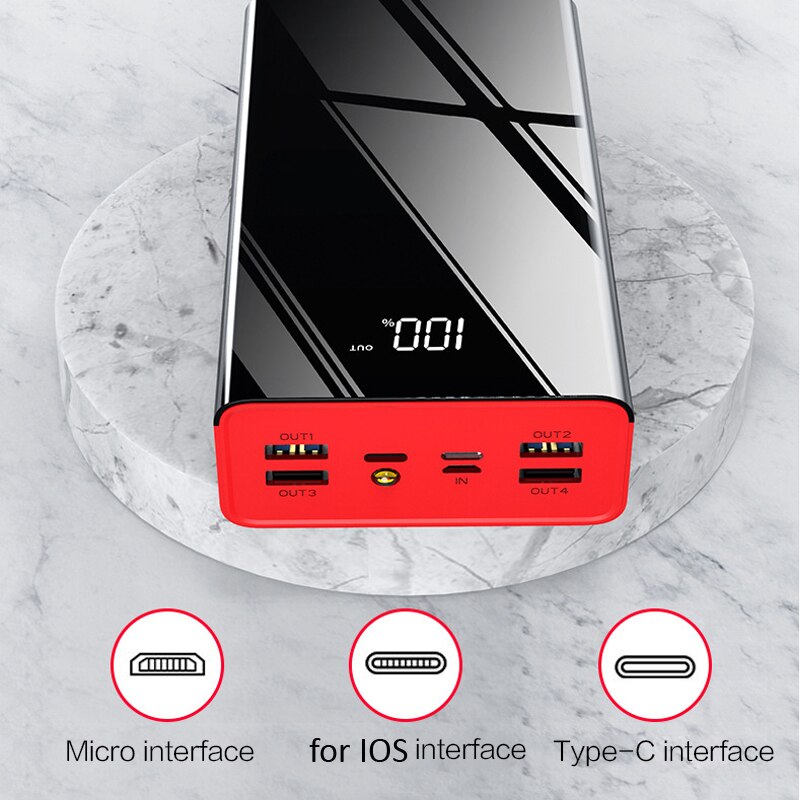 40000mAh Power Bank for Xiaomi Mi Power Bank External Battery Pack 4 USB Fast Charge Poverbank for iPhone 11 Samsung Powerbank