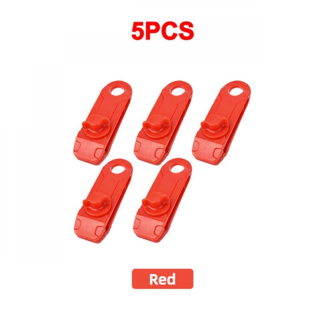 1/5/8/10Pcs Tarpaulin Clip Awning Tent Clamp Canopy Lashing Buckle Jaw Grip Outdoor Camping Hook Anchor Windproof Rope Barb: 5 PCS Red