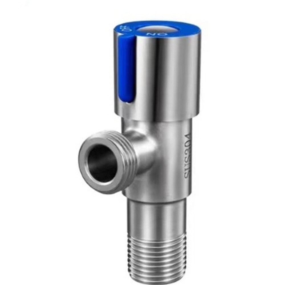SUS304 stainless steel and cold water triangle valve flow control valve three-way valve G1/2 thread bathroom angle valve: Blue