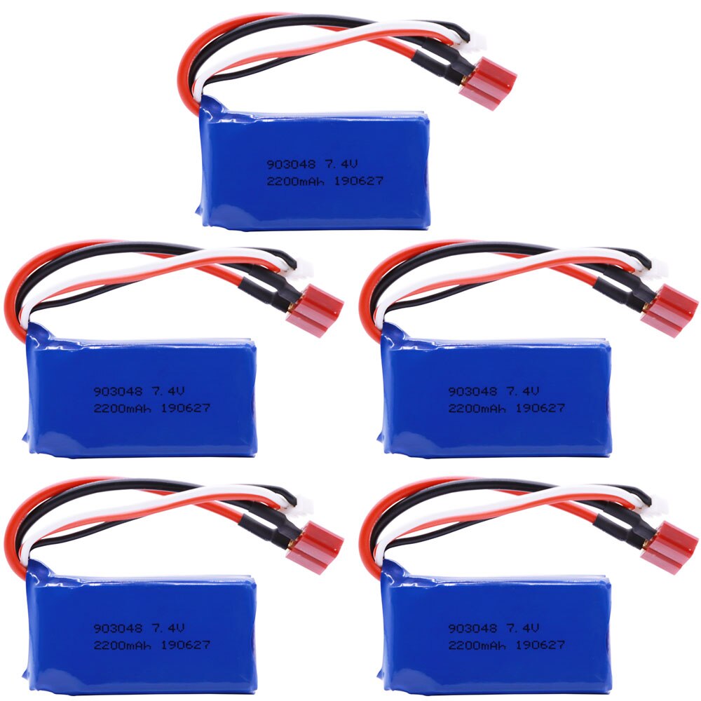7.4V 2200mAh 903048 2S Lipo Batterie Pour WLtoys A959-B A969-B A979-B K929-B jouets RC Camion Voiture hélicoptère accessoires de bateaux: 5PCS