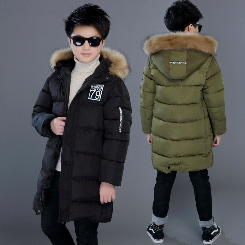 Chaqueta de invierno para niños y adolescentes, abrigo informal grueso y cálido con capucha, abrigos largos de plumas para niños de 4 a 12 años, novedad de