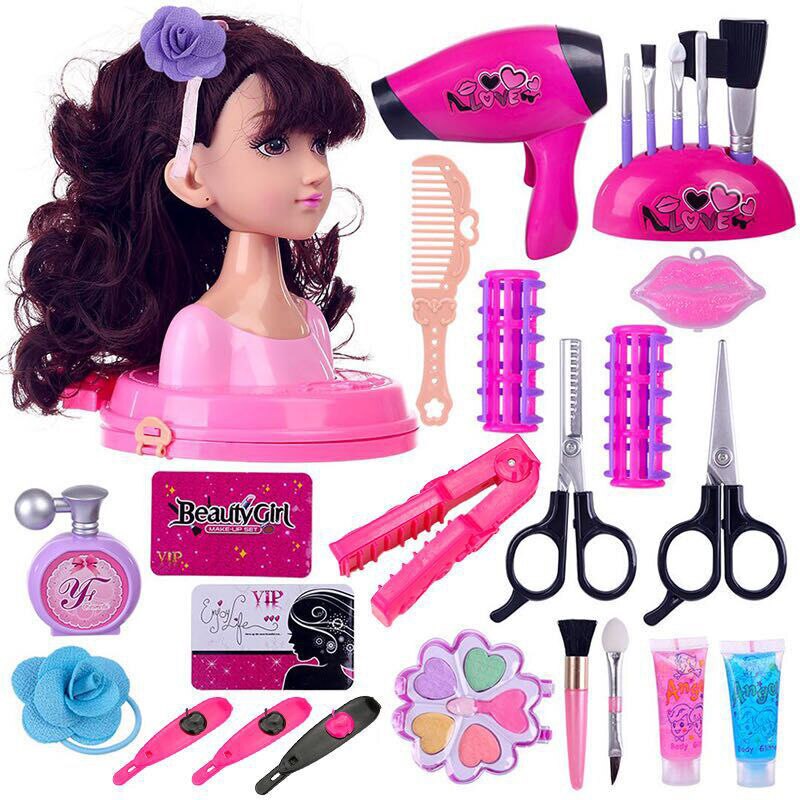 Busto de muñeca para niños, juguete de peluquería, modelo de simulación trenzado, maquillaje de peluquería, casa de juegos para niña, juguetes para niños