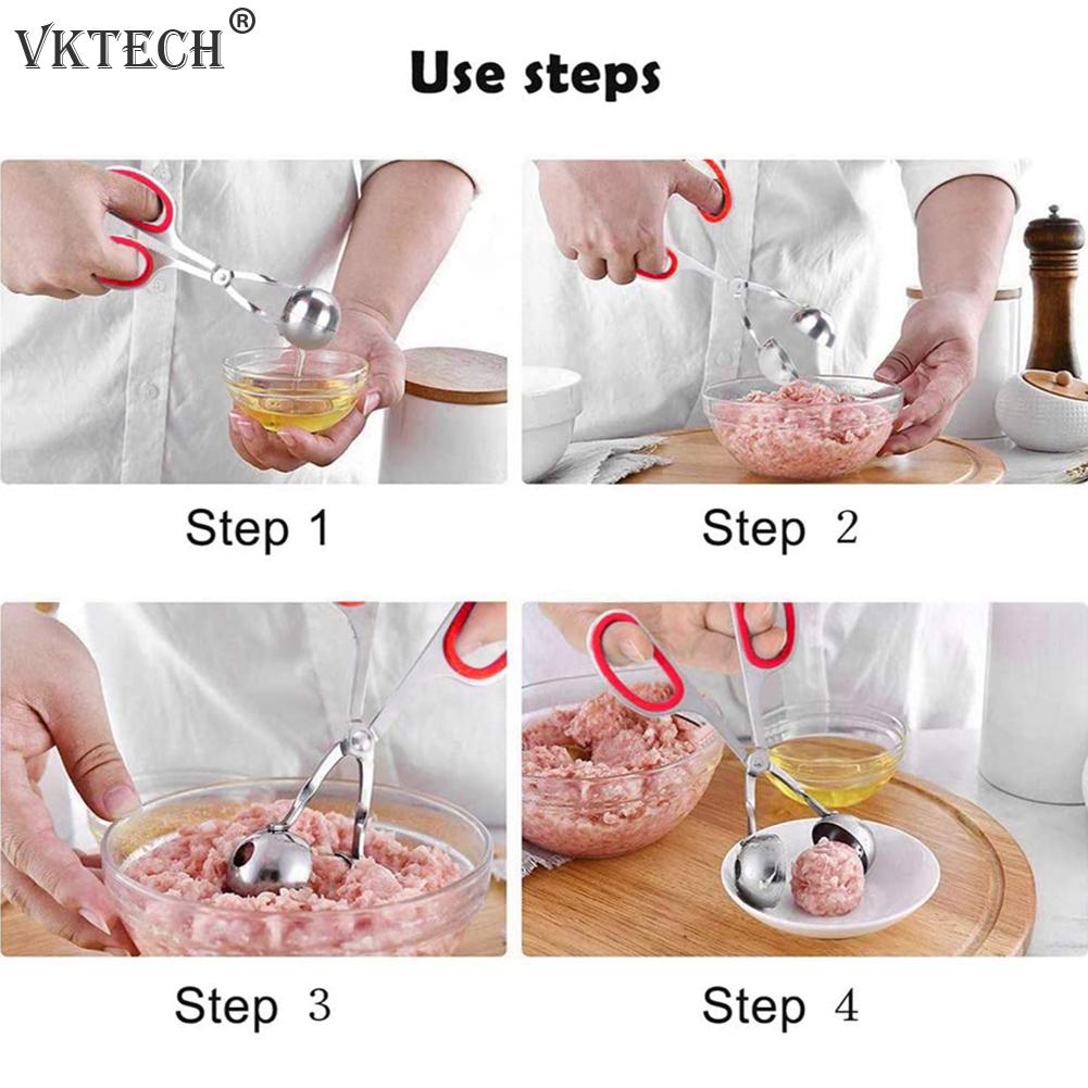Stainless Steel Meatball Maker Food Clip Stuffing Non-stick Fish Rice Meatball Machine Cooking Tool Kitchen Accessories