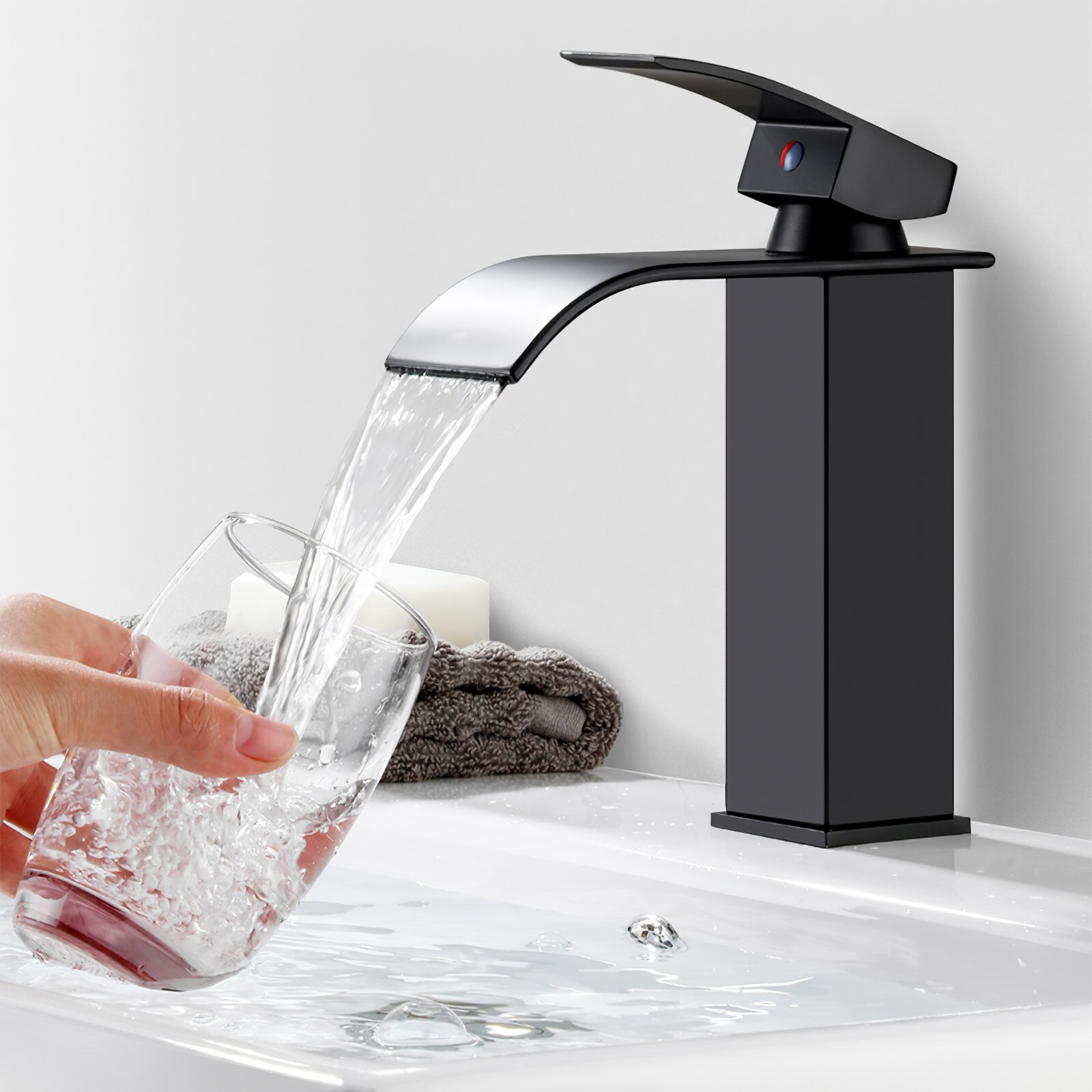 LED Faucet Bathroom Basin Faucet Single Handle Cold Water Mixer Sink Tap RGB Color Change Powered By Water Flow