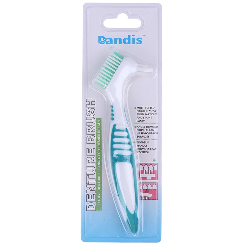 Toothbrush Ergonomic Denture Cleaning Multi-Layered Bristles False Teeth Brush: Green