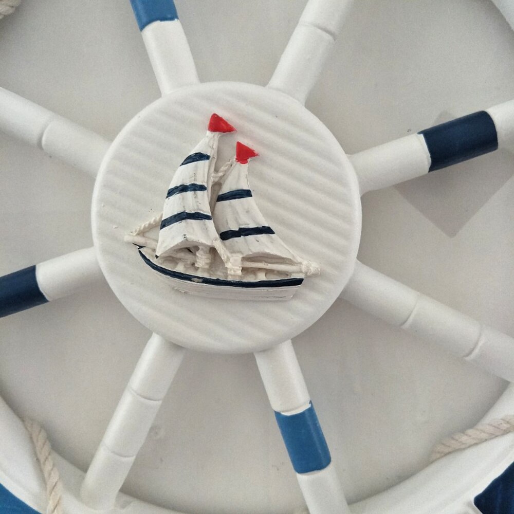 Gouvernail de bateau en bois de Style méditerranéen, 1 boîte de 45CM, volant de plage, décoration murale pour salon