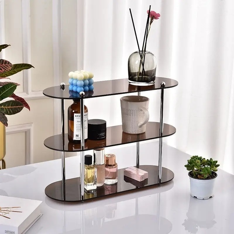 Rack de armazenamento de mesa acrílico de 3 camadas, suporte de exibição de copos de perfume e água, armazenamento de cosméticos, organizador de moldura de exibição de joias