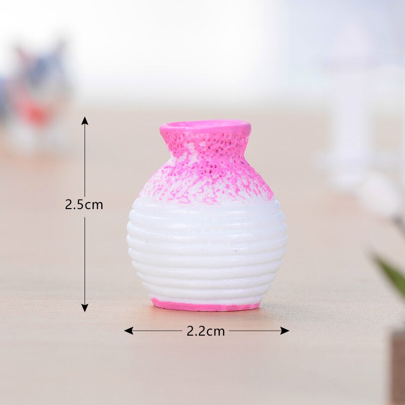 Simuleringsvas mini jardiniere harts hantverk miniatyrväxt älva trädgårdstillbehör fotografi rekvisita gör-det-själv inredning: Rosa