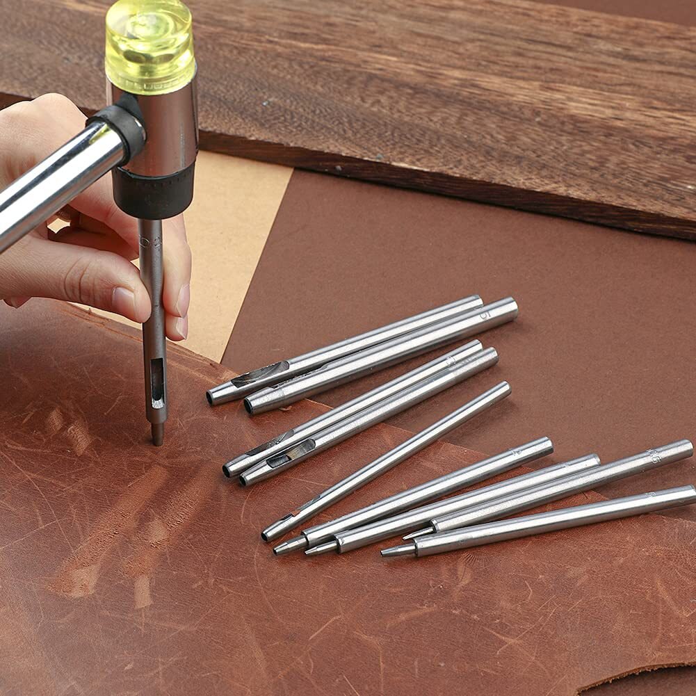 Leather Hole Punch Set 0.5mm-5mm Leather Punching Tool Round Hole Punch Perforator Belt Drilling Diy Handmade Sew Accessories