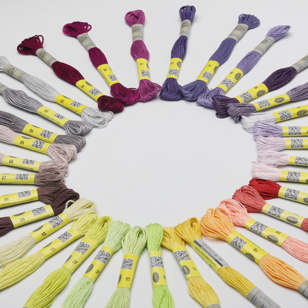 mm 35 DMC Colors Cotton Floss Cross stitch Embroidery Thread 6 strands Double Mercerized Singed Egyptian long fiber Cotton