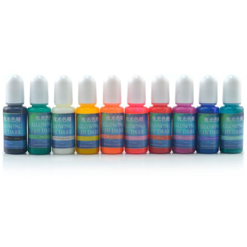 10 Kleuren Gloeiende In Dark Epoxyhars Pigment Kit Lichtgevende Kleurstof Vloeibare Hars Dye Sieraden Maken