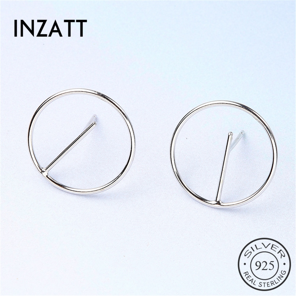 INZATT, bonitos pendientes de tuerca redondos de Plata de Ley 925 auténtica, exquisitos, pequeños accesorios de joyería de para mujeres