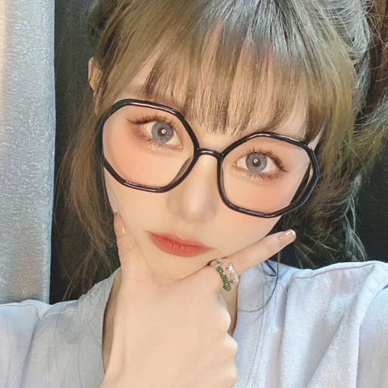 ¡Novedad de ! Gafas poligonales lisas, con luz azul montura de gafas, gafas de gran personalidad retro a la para hombres y mujeres